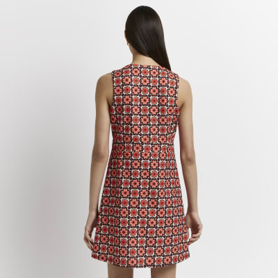 Pink floral sleeveless shift mini dress