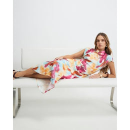 Pink Floral Tie Dye Column Dress