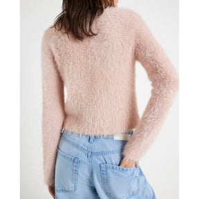Pink Fluffy Trimmed Cardigan