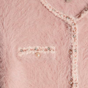 Pink Fluffy Trimmed Cardigan