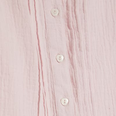 Pink Frill Collar Short Sleeve Blouse