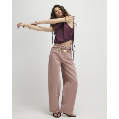 Pink High Waisted Balloon Leg Jeans