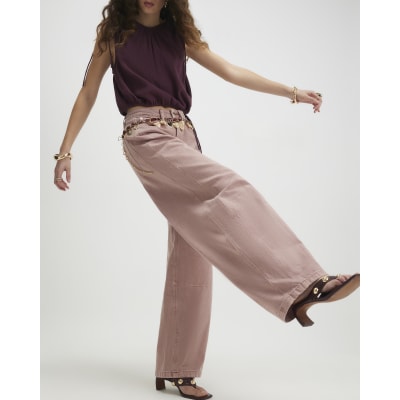 Pink High Waisted Balloon Leg Jeans