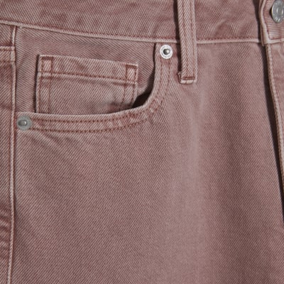 Pink High Waisted Relaxed Straight Jeans