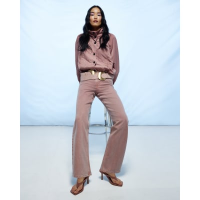 Pink High Waisted Relaxed Straight Jeans