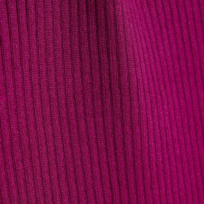 Pink Knit Ribbed Roll Neck Top