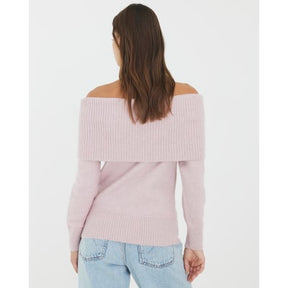 Pink Knitted Bardot Jumper