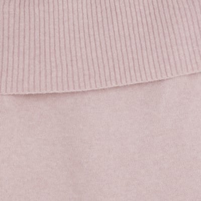 Pink Knitted Bardot Jumper