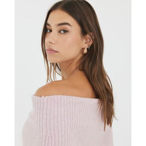 Pink Knitted Bardot Jumper
