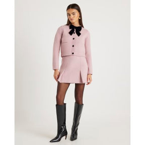 Pink Knitted Bow Front Cardigan