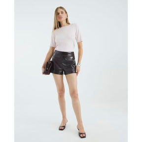 Pink Knitted Button Detail T-shirt