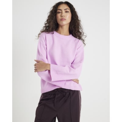 Pink Knitted Crew Neck Jumper