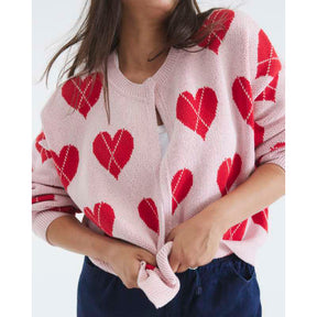 Pink Knitted Heart Cardigan