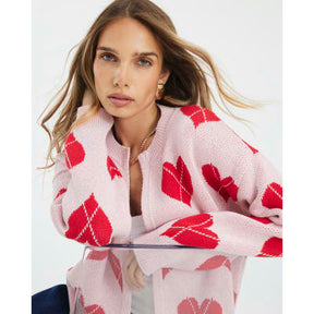 Pink Knitted Heart Cardigan