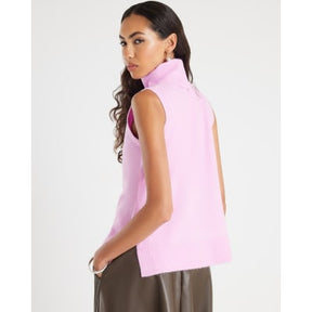 Pink Knitted Roll Neck Tank Top