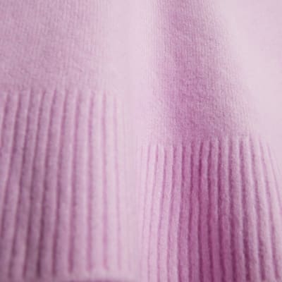 Pink Knitted Roll Neck Tank Top