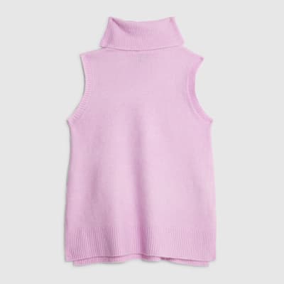 Pink Knitted Roll Neck Tank Top