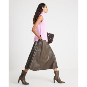 Pink Knitted Roll Neck Tank Top