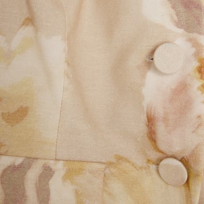 Pink Linen Blend Collared Waistcoat Top