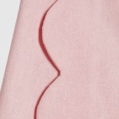 Pink Linen Blend Scallop Trim Shorts