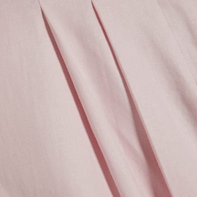 Pink Linen Look Belted Wide Leg Trousers