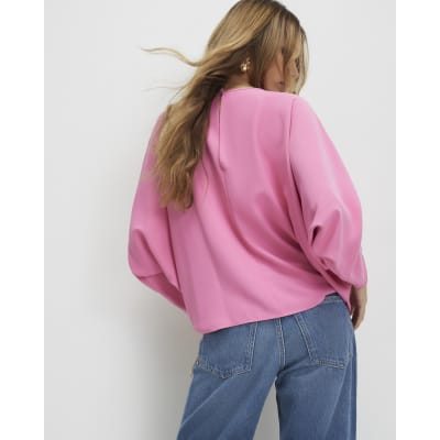 Pink Long Sleeve Batwing Top
