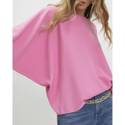 Pink Long Sleeve Batwing Top