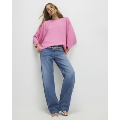 Pink Long Sleeve Batwing Top