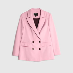 Pink Long Sleeve Double Breasted Blazer