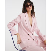 Pink Long Sleeve Double Breasted Blazer