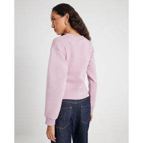 Pink Long Sleeve Draped Sweatshirt