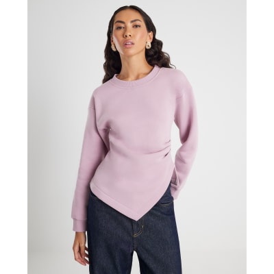 Pink Long Sleeve Draped Sweatshirt