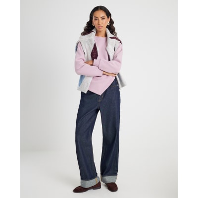 Pink Long Sleeve Draped Sweatshirt