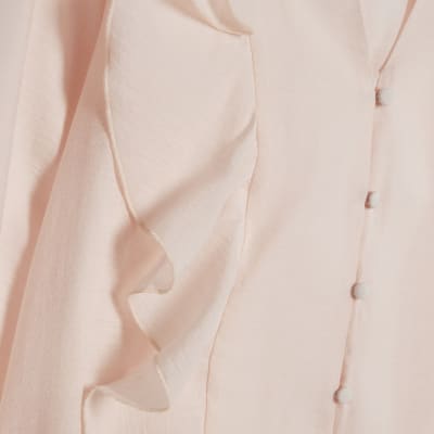 Pink Long Sleeve Frilled Shirt