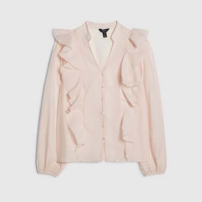 Pink Long Sleeve Frilled Shirt