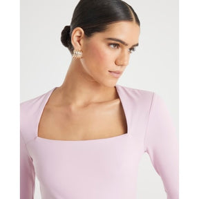 Pink Long Sleeve Square Neck Bodysuit