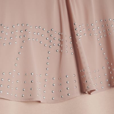 Pink Long Sleeve Studded Cape Sweatshirt
