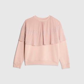 Pink Long Sleeve Studded Cape Sweatshirt