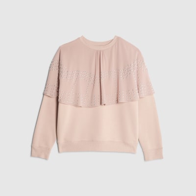 Pink Long Sleeve Studded Cape Sweatshirt