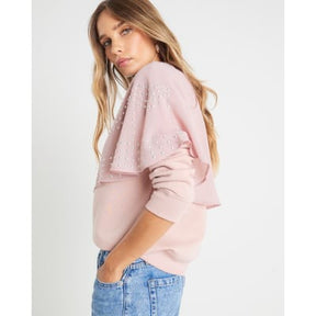 Pink Long Sleeve Studded Cape Sweatshirt