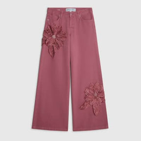 Pink Low Rise Baggy Wide Leg Jeans