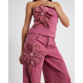 Pink Low Rise Baggy Wide Leg Jeans