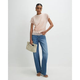 Pink Mesh Twisted Drape Top