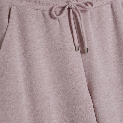 Pink Metallic Drawstring Wide Leg Trousers
