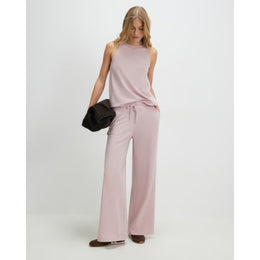Pink Metallic Drawstring Wide Leg Trousers