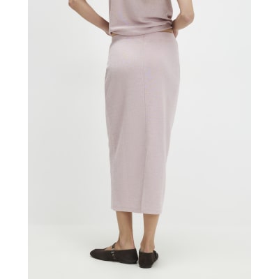 Pink Metallic Midi Skirt