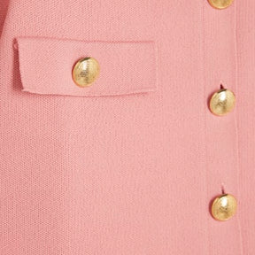 Pink Military Button Knit T-Shirt