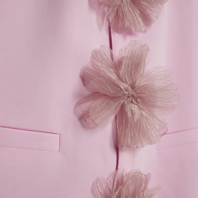 Pink Mini 3D flower shift dress