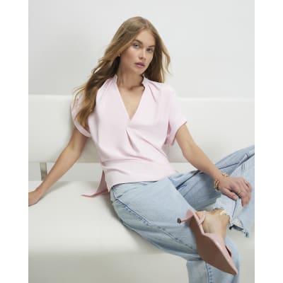 Pink Notch Neck T-shirt