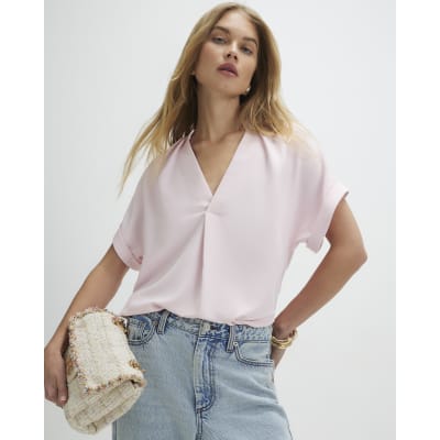 Pink Notch Neck T-shirt